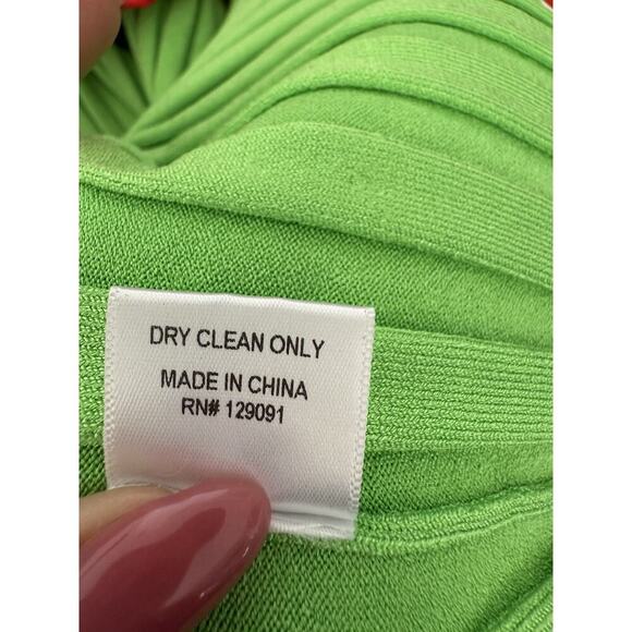 PRABAL GURUNG Striped Ribbed Bodycon Midi Dress In Pink Color Block XS - Picture 15 of 16